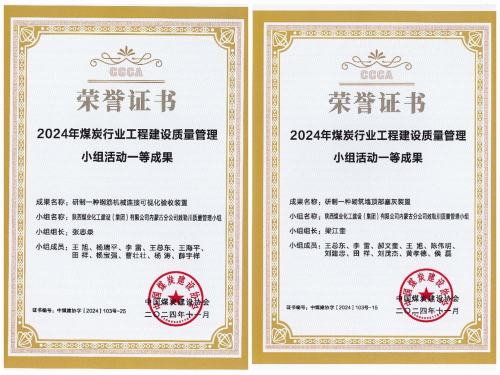 陜煤建設(shè)內(nèi)蒙古分公司：中煤建協(xié)QC成果再創(chuàng)佳績(jī)